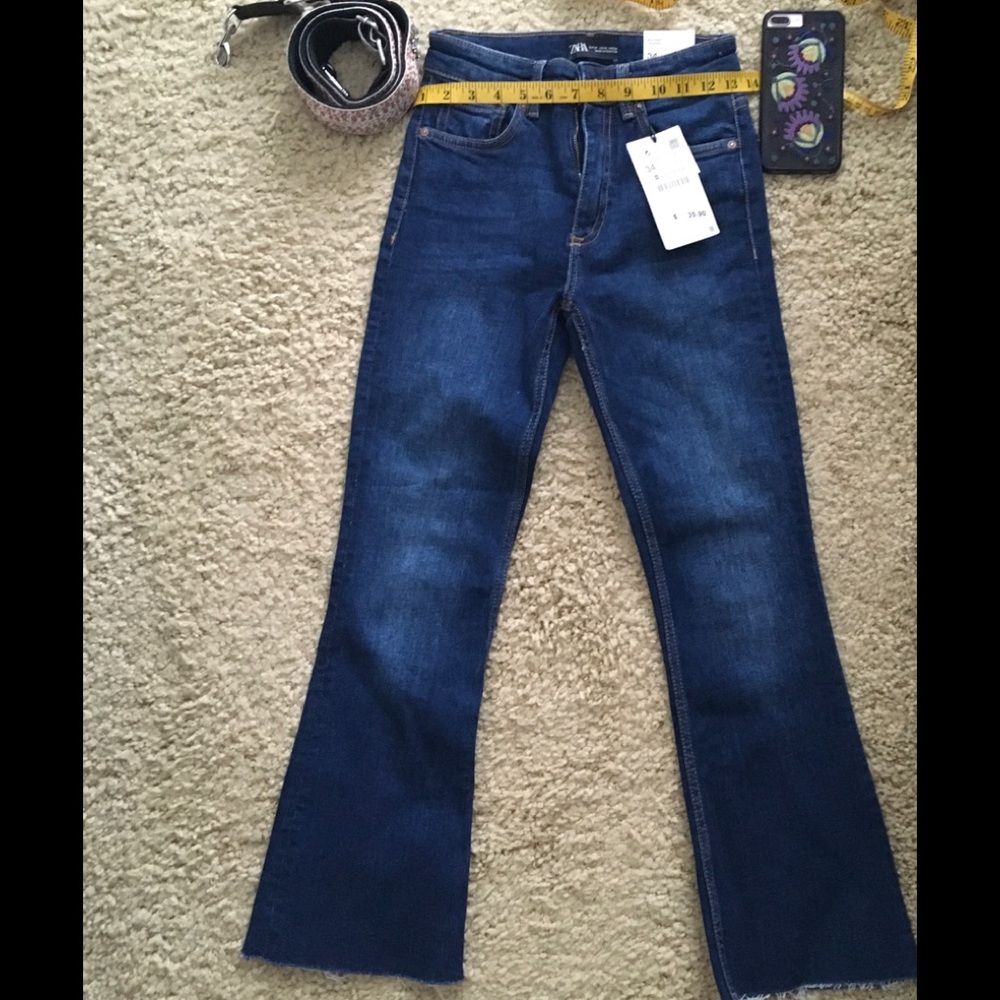 Zara cropped blue denim jeans BNWT size 2/4